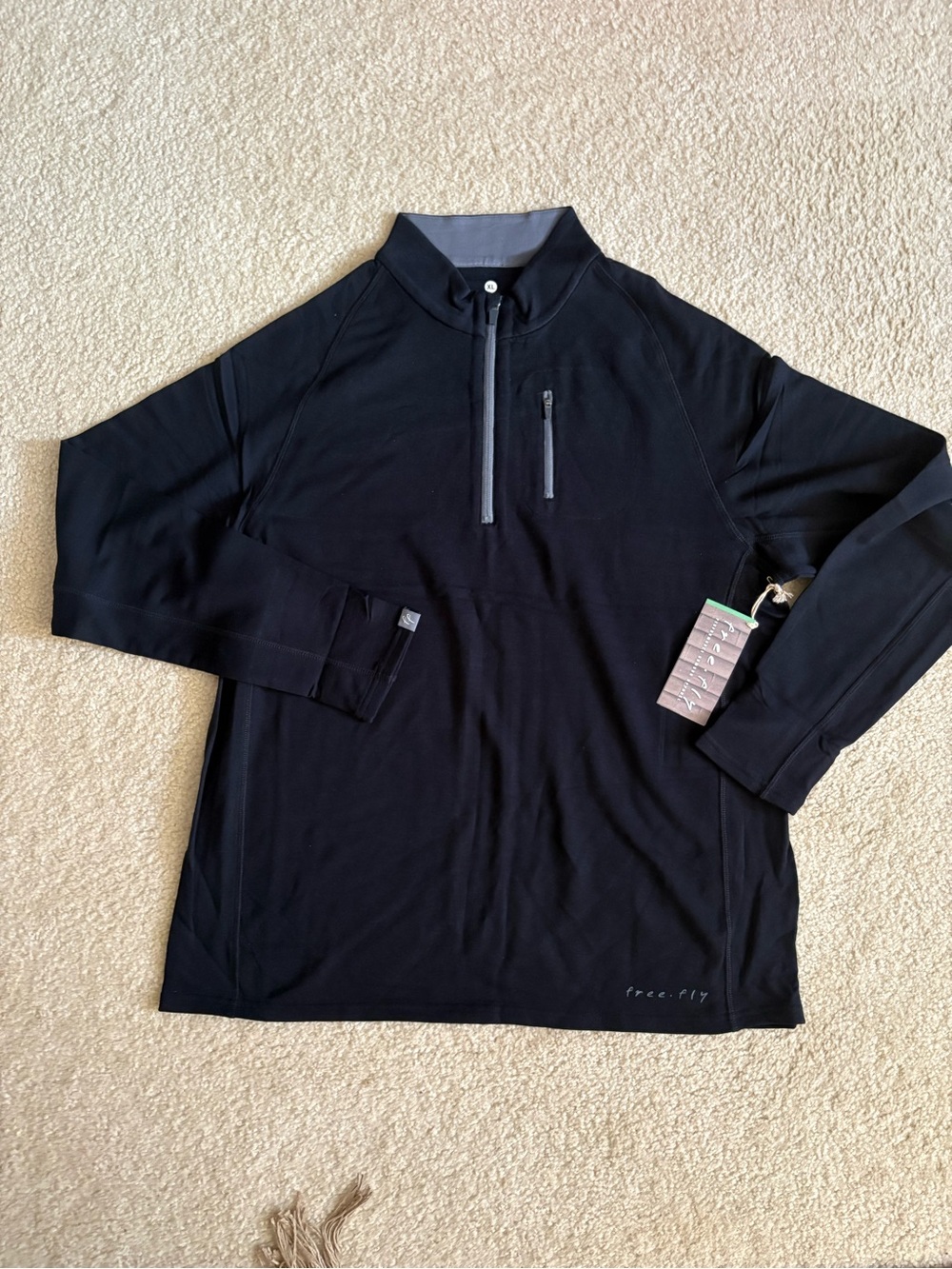 Sherpa Adventure Gear Pullover Jacket Mens XL BLACK  1/4 Zip Fleece Chest Pocket